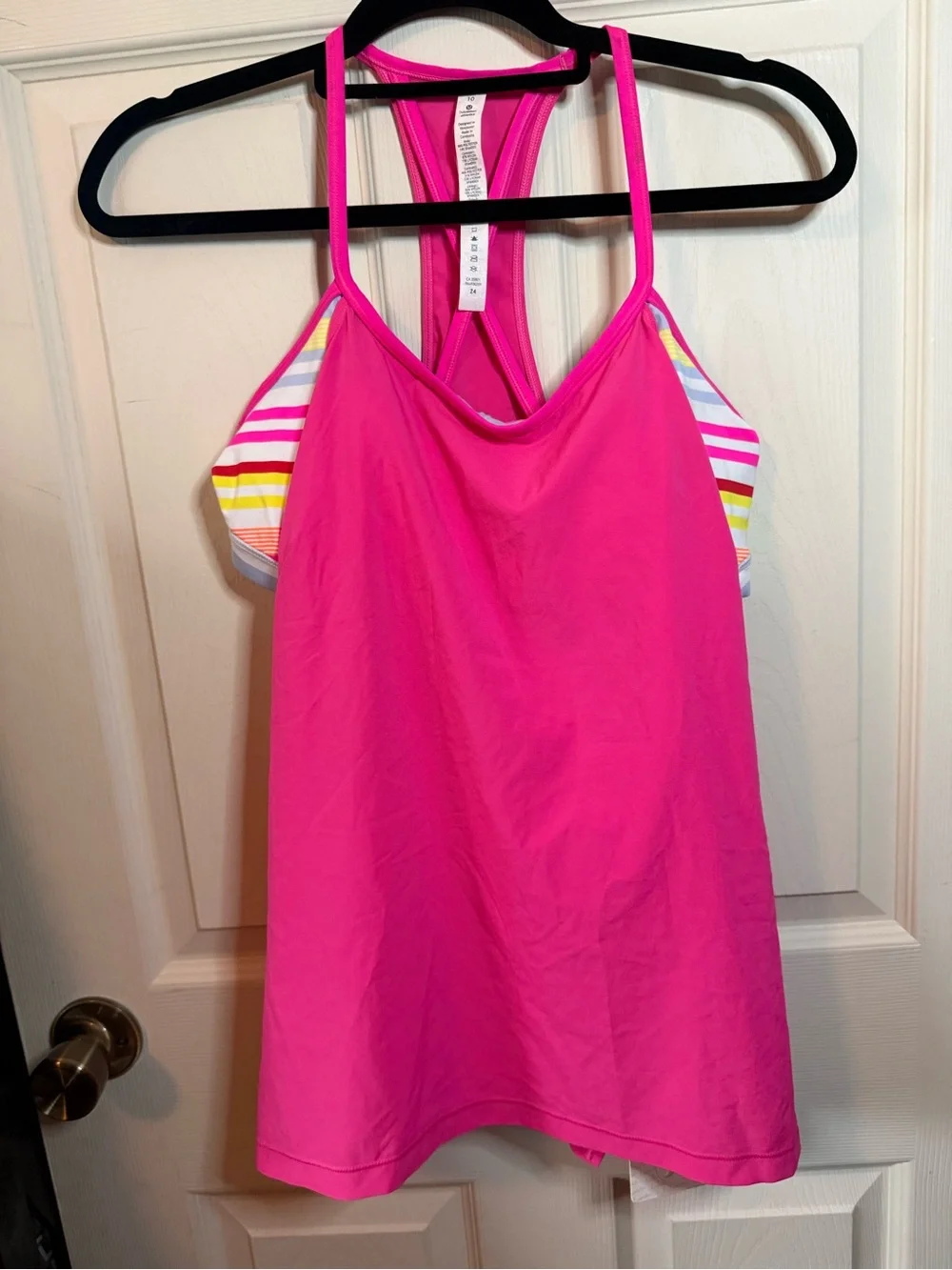 Lululemon Amped Racerback Tank Top Built in Bra Pink Woman’s Size 10 NEW!